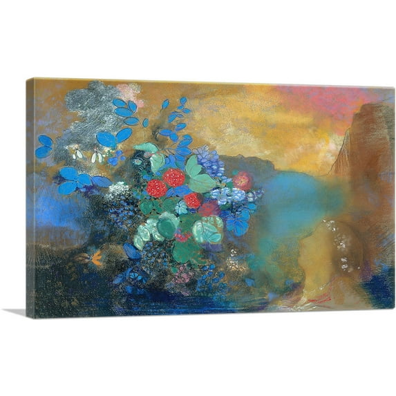 ARTCANVAS Ophelia Among the Flowers 1905 Canvas Art Print by Odilon Redon - Size: 26" x 18" (0.75" Deep)