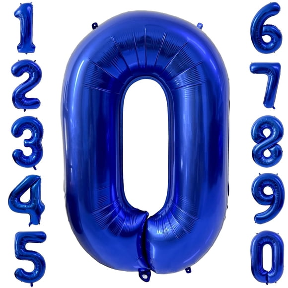 Globo con números de aluminio LVMOQIQIU, 40 cm, azul marino, 0, decoración de fiesta