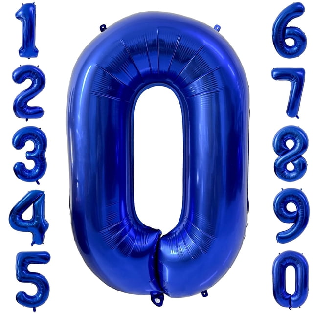 Globo con números de aluminio LVMOQIQIU, 40 cm, azul marino, 0, decoración de fiesta