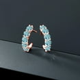 thumbnail image 4 of Gem Stone King 18K Rose Gold Plated Silver Blue Zircon and Hoop Earrings for Women | 5.00 Cttw | Gemstone Birthstone | Round 4MM, 4 of 4