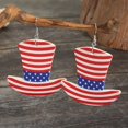 thumbnail image 2 of BNNG 4th of July Earrings, USA American Flag Dangle Cap Shape Boho Earrings For Women Patriotic 4th Of July Independence Day Gift Star Stripes PU Leather Vintage Earrings, 2 of 4
