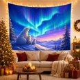 thumbnail image 3 of Polar Bear Family Under Northern Lights Dreamy Fantasy Style for Wildlife Lovers Arctic Wall Decor Christmas Gift Tapestry Wall Hanging for Bedroom, Nursery and Living Room, 3 of 7