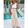 thumbnail image 4 of Womens Pants Elastic Waist Light-Weight Palazzo Pants for Women Casual Lounge Wide Leg Pants Woman Khaki L, 4 of 9