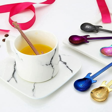 

14Pieces Guitar Coffee Spoons Small Spoon Creative Espresso Spoons for Dessert Ice Cream Tea Stirring Mixing