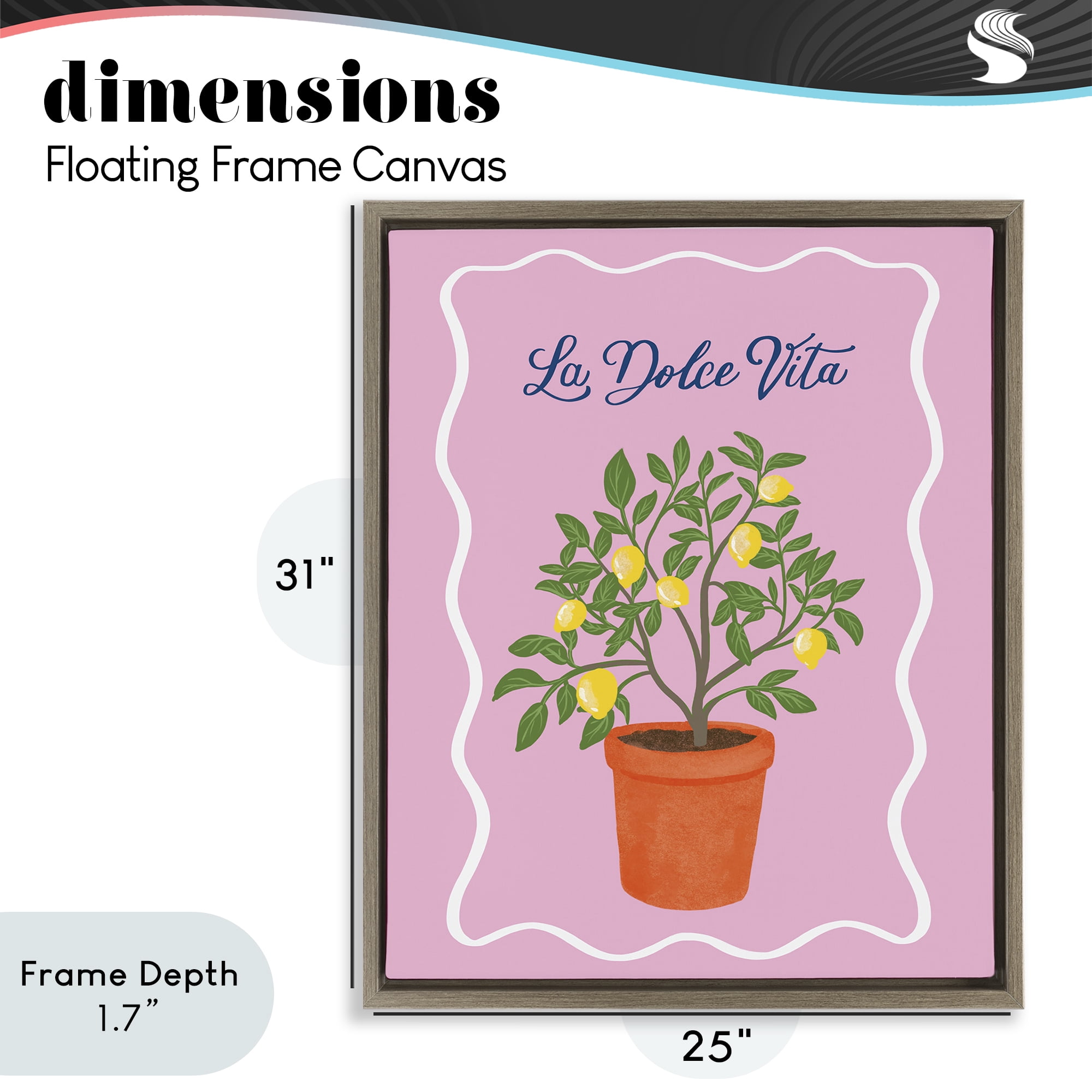 Stupell Industries Dolce Vita Lemon Tree Brown Framed Floater Canvas Wall Art, design by Be Ni La