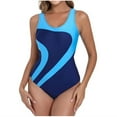 thumbnail image 2 of QUNYINEY Women's One-Piece Swimsuits Colorblock Tummy Control Bathing Suit Cut Out Slimming Swimwear, 2 of 7