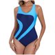 thumbnail image 2 of Trajes de baño de una pieza para mujer Traje de baño deportivo de surf con cuello redondo y tirantes a juego de colores para mujer Traje de baño para mujer, 2 of 7