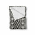 thumbnail image 2 of Ethnic Soft Flannel Fleece Throw Blanket, Geometrical Design with Moroccan Star Motifs Ornate Mandala, Cozy Plush for Indoor and Outdoor Use, 60" x 80", Black and Off White, by Ambesonne, 2 of 6