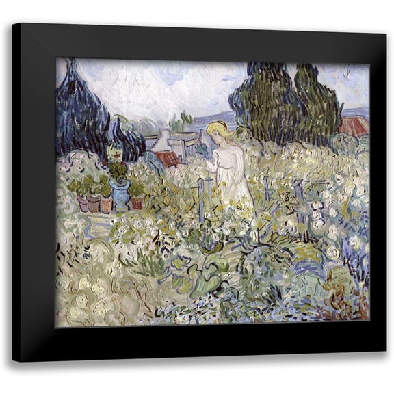 Van Gogh, Vincent 13x12 Black Modern Framed Museum Art Print Titled - Marguerite Gachet in the Garden at Auvers-Sur-Oise