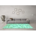 thumbnail image 3 of Ahgly Company Machine Washable Indoor Rectangle Oriental Turquoise Blue Traditional Area Rugs, 2' x 5', 3 of 4