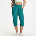 thumbnail image 5 of Yievot Womens Cargo Capri Pants with Multi Pocket Outdoor Camp Hiking Pants Elastic Waist Drawstring Cropped Pant, 5 of 7
