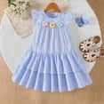 thumbnail image 2 of Gubotare Robe Tutu pour Tout-Petit Robe pour Bébé Fille Vêtements de Rentrée Manches Courtes Robes Smockées 4T (Bleu, 4 Ans), 2 of 8