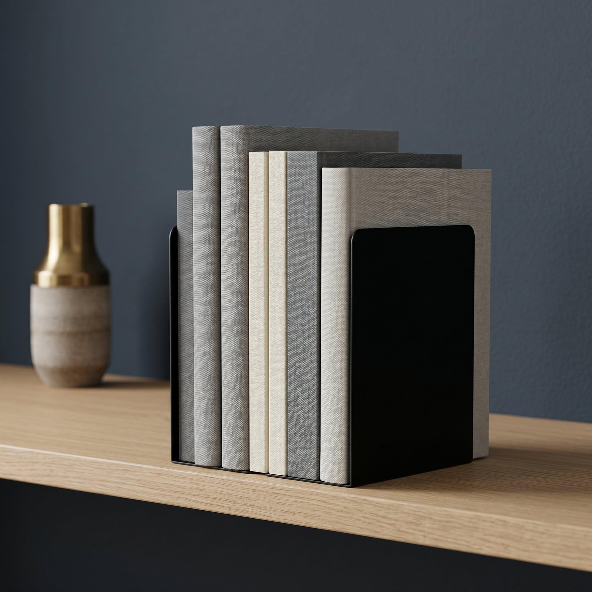Unique Bargains Expandable L-Shaped Bookends with Compartments 2 Pcs Black 5"x3.2"x 6.6"
