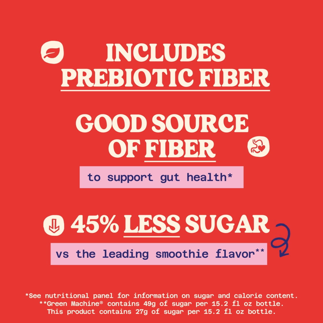 Naked Fiber Smoothie Strawberry Lemon Ginger, 15.2 fl oz Bottle