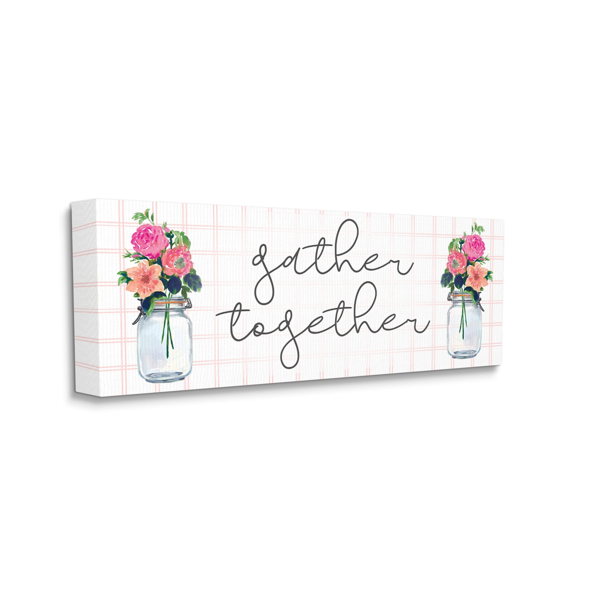 Stupell Industries Gather Together Jar Floral Bouquet Geometric Kitchen Pattern ,48 x 20, Design by Dogwood Portfolio