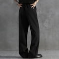 thumbnail image 5 of Nestiefly Men's Baggy Casual Dress Pants Wide Leg Pants Old Money Pleated Loose Relaxed Fit Slacks Business Trousers Black L, 5 of 7