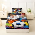 thumbnail image 4 of Erosebridal Soccer Graffiti Splash Twin Sheet Sets 3pcs for Kids Teens,Boys Girls Sport Gamer Bedding,Breathable Home Decor, 4 of 5