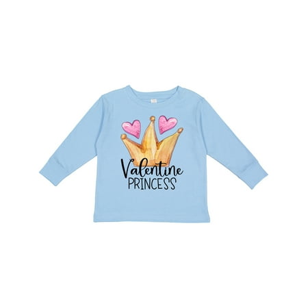 

Inktastic Valentine Princess with Crown and Hearts Gift Toddler Toddler Girl Long Sleeve T-Shirt