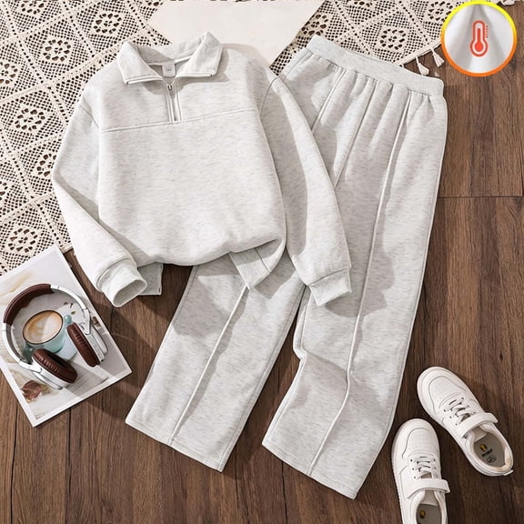 Auroural Girls Two Piece Sets 10 -12 Girl's Long Sleeves Quarter Zipper Sweatshirt Leisure Two-Piece Set Kids Girls Sweatsuit Set Girls Clothes