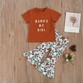 thumbnail image 5 of Douhoow 2Pcs Little Girls Outfits Sweet Style Short Sleeve Letter Top Floral Flared Trousers, 5 of 9