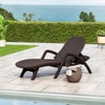 thumbnail image 3 of MIKAEL Weather-Resistant Outdoor Chaise Lounge: Sturdy Patio Poolside Lounge Chair with 3D Wicker Texture, Dark Brown, 3 of 10