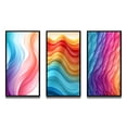 thumbnail image 2 of Designart "Retro Pastel Futuristic Abstract Waves III" Abstract Shapes Framed Wall Art Set Of 3 - Multicolor Transitional Frame Canvas Set For Living Room Decor, 2 of 6