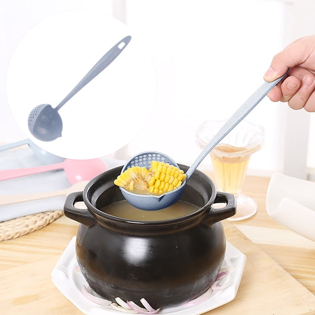Oleegame 1PC Sink Drain Filter Cover 1 Piece Strainer Spoon Colander Noodle Spoon Plastic Skimmers With Handle Food Drainage Spatula For Kitchen Cooking Blue