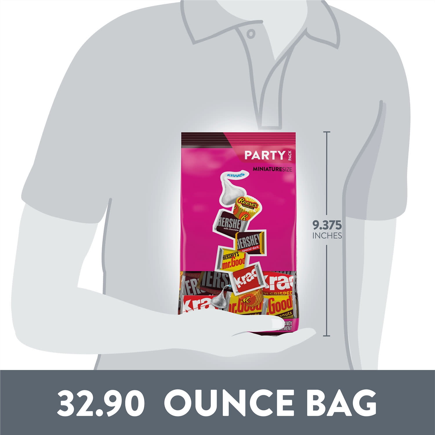 Hershey's and Reese's Miniatures Assorted Chocolate Candy, Party Pack 32.9 oz