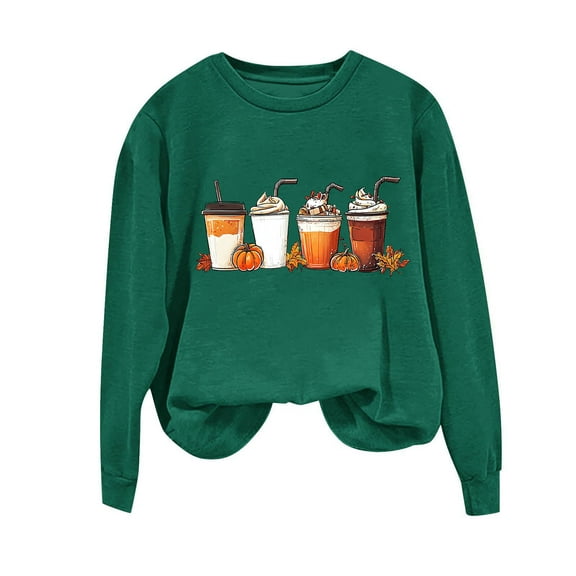 successthop Thanksgiving Sweatshirt for Women Pumpkin FLeece Oversized Crewneck Long Sleeve Sweaters Pullover Print Top