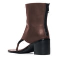 thumbnail image 2 of YDN Women Unique Round Open Toe Flip Flop Ankle Sandals Block Mid Heel Back Zippers Boots Dressy Shopping Work Shoes Size 5 Brown, 2 of 3