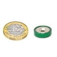 thumbnail image 2 of N42 Neodymium A Type Pot Magnet - 16mm dia - 21.16lbs Pull - Green (Pack of 1), 2 of 3