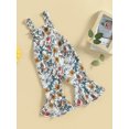 thumbnail image 3 of Bagilaanoe Toddler Baby Girl Summer Jumpsuit Sleeveless Floral Print Romper Overalls 6M 12M 18M 24M 3T 4T Kids Flare Long Pants Casual Outfits, 3 of 8
