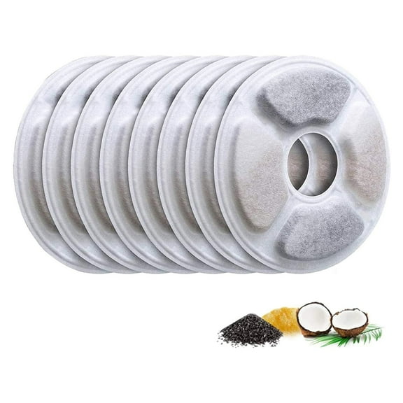 Replacement Filters for Pet Water Fountain - Activated carbon Filters for Cats and Dogs Automatic Water Dispenser (8 Pack)