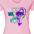 thumbnail image 4 of Inktastic Suicide Prevention I Wear Teal and Purple For My Uncle Women's V-Neck T-Shirt, 4 of 5