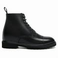 thumbnail image 2 of CMR CHAMARIPA Mens' Dress Boots With High Heels - Black Leather Derby Boots 8CM / 3.15 Inches, 2 of 9