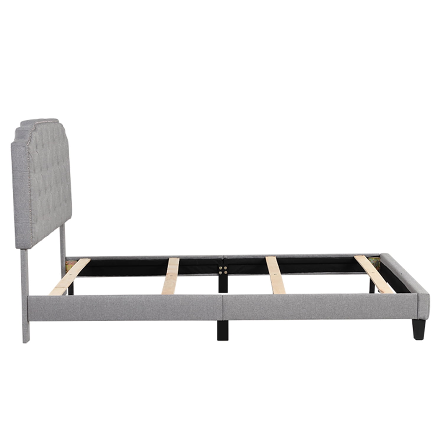 Kadyn Full Bed Frame with Headboard, Full Size Fabric Upholstered Platform Bed Frame, Mattress Foundation with Wooden Slats Support, No Box Spring Needed, Light Gray Kadyn Full Bed Frame with Headboard, Full Size Fabric Upholstered Platform Bed Frame, Mattress Foundation with Wooden Slats Support, No Box Spring Needed, Light Gray