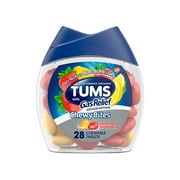 TUMS+ Chewable Antacid Tablets, Lemon & Strawberry - 28 Count - for Heartburn and Gas Relief