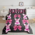 thumbnail image 2 of Erosebridal Kawaii Bowknot Love Heart Bedding Twin Comforter Set,Cartoon Rabbit Down Comforter,Retro Floral Decor,Reversible,Lightweight,2pcs, 2 of 7