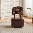 thumbnail image 4 of Chaise Coiffeuse Vintage avec Dossier Floral et Roues à 360° - Brun, 4 of 5