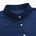 thumbnail image 6 of Jxximdong Button Down Shirts for Women, Summer Solid Color V Neck 3/4 Sleeve Shirts Casual Loose Fit Trendy Tops for Women, Blue Women's Blouses, 6 of 9