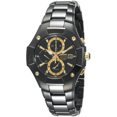 Seiko - Men's 100m Coutura Alarm Chrono Black Tone Stainless Steel Watch SNAC75 - Walmart.com