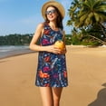 thumbnail image 3 of KLL Tropical Flower Pattern Womens Summer Dresses 2025,Loose Round Neck Sleeveless Sundresses Tank Dresses with Pockets, 3 of 7