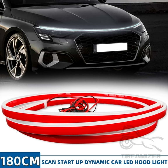 SilverHolder Car Hood Light Strip White 180cm Exterior Flexible Daytime LED Running Light for Cars, SUVs, Trucks