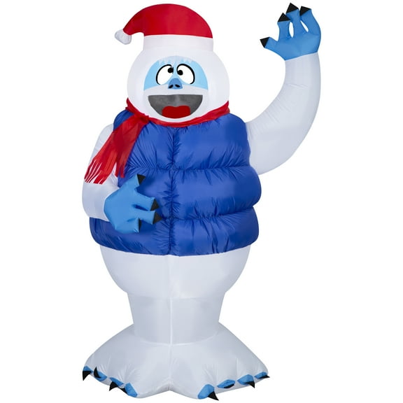Gemmy Christmas Inflatable Bumble in Blue Puffer Vest, 6.5 ft Tall, Multi