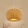 thumbnail image 4 of Weave Rattan Ceiling Pendant Light Fixtures pendant light fixture shade Bird Nest Chandeliers Natural, 4 of 9