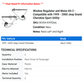 thumbnail image 2 of Window Regulator and Motor Kit 2 - Compatible with 1999 - 2000 Jeep Grand Cherokee Sport Utility, 2 of 2