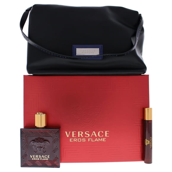 Eros Flame by Versace for Men - 3 Pc Gift Set 3.4oz EDP Spray, 0.33oz EDP Spray, Trousse Man