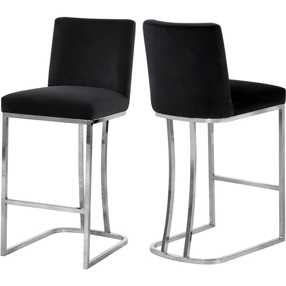 Meridian Furniture Heidi 26"H Velvet Counter Stool in Black