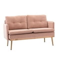 thumbnail image 4 of Modern Lounge Tufted Couch Velvet Club Sofa with Rose Golden Legs, 2 Seater Small Sofa Chair Upholstered Living Room Loveseat Sofa Couch with Soft Padded Seat - Pink, 4 of 8