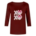 thumbnail image 4 of Yteetum Valentine's Day 3/4 Sleeve Tops for Women Oversized Crewneck Valentines Graphic Print Short Sleeve T Shirt Womens Casual Solid Round Neck Loose Comfy Three Quarter Sleeve Shirt Spring Clothes, 4 of 6